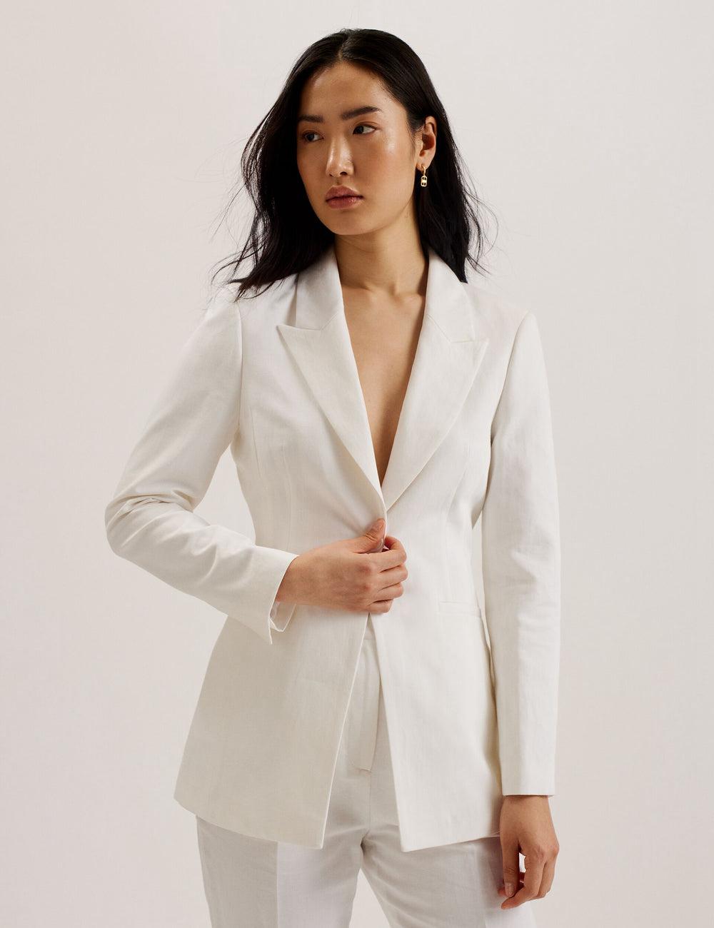 Ted Baker MUSUB - Tailored with Faux Pockets Blazer Damen Weiß | UMKIP-6901