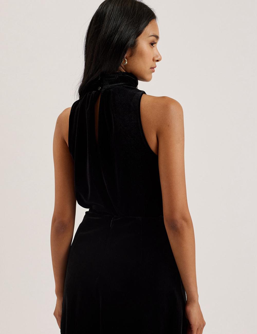 Ted Baker NALIAS - Velvet High Cowl Neck Sleeveless Oberteile Damen Schwarz | BGIHO-0435