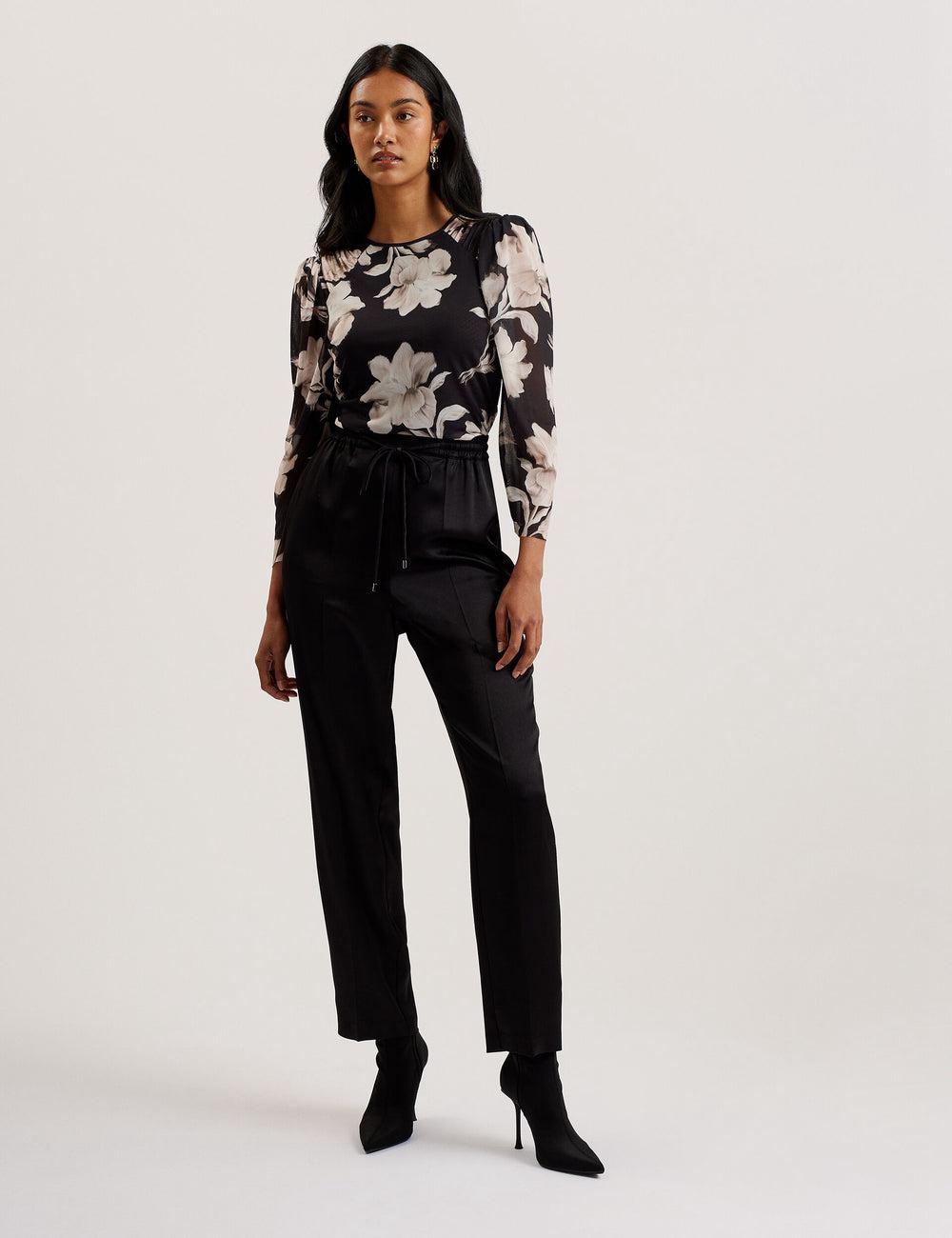 Ted Baker NATORI - Satin Elasticated Waist Tapered Hosen Damen Schwarz | FISRQ-4869