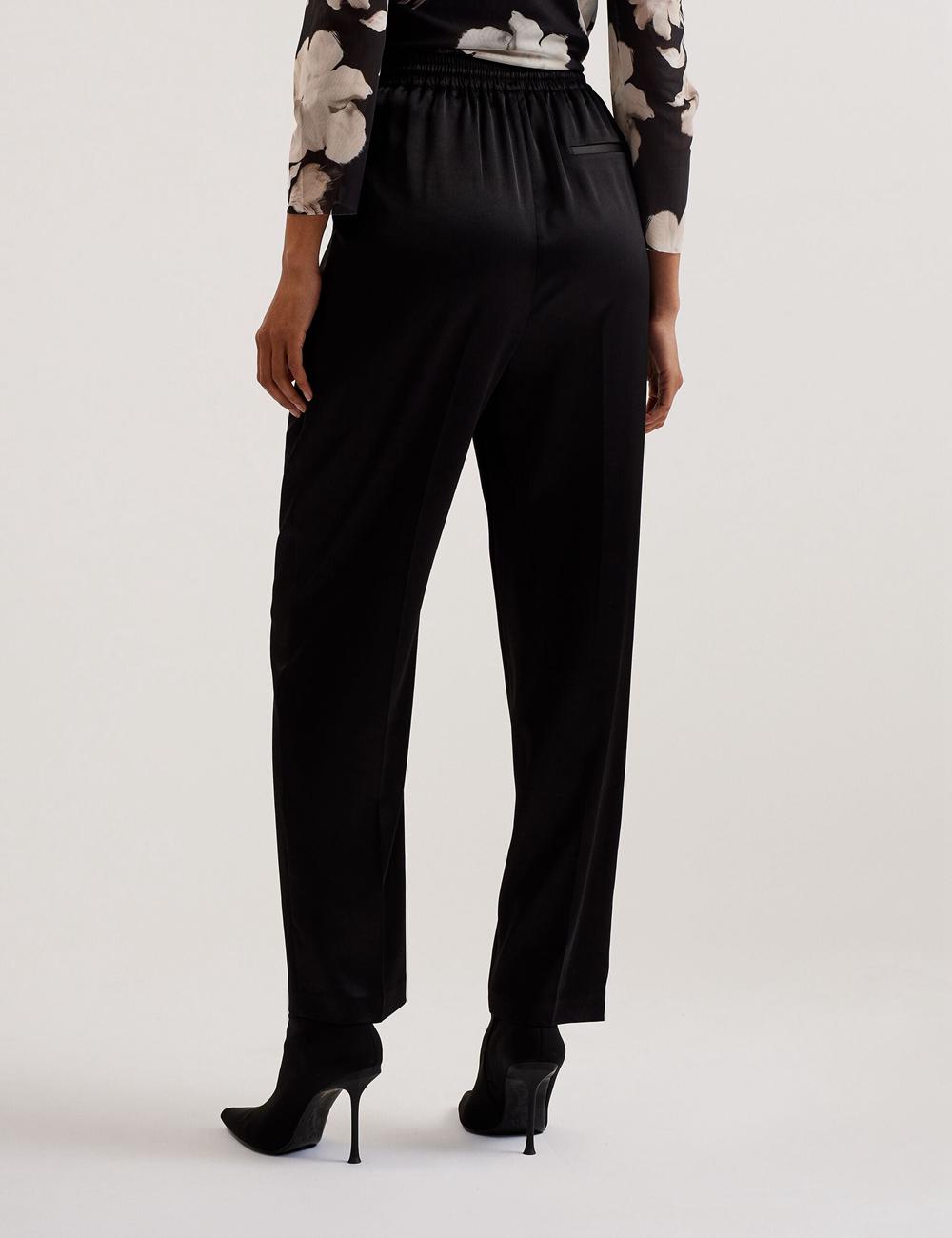 Ted Baker NATORI - Satin Elasticated Waist Tapered Hosen Damen Schwarz | FISRQ-4869