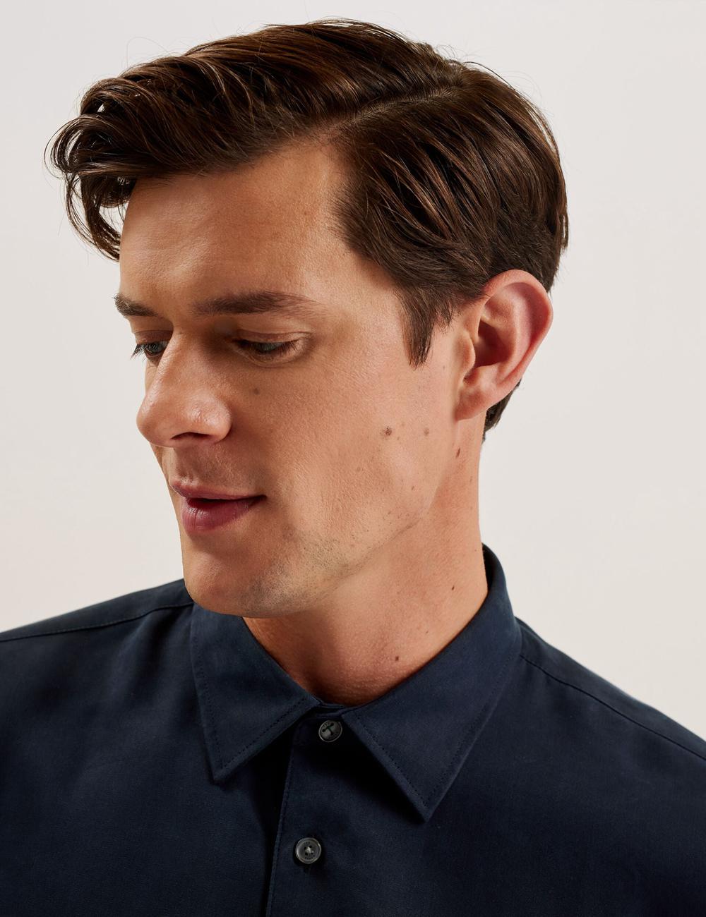 Ted Baker NESSMEN - Embroidered Detail Relaxed Fit Hemd Herren Navy | NWOQP-0478