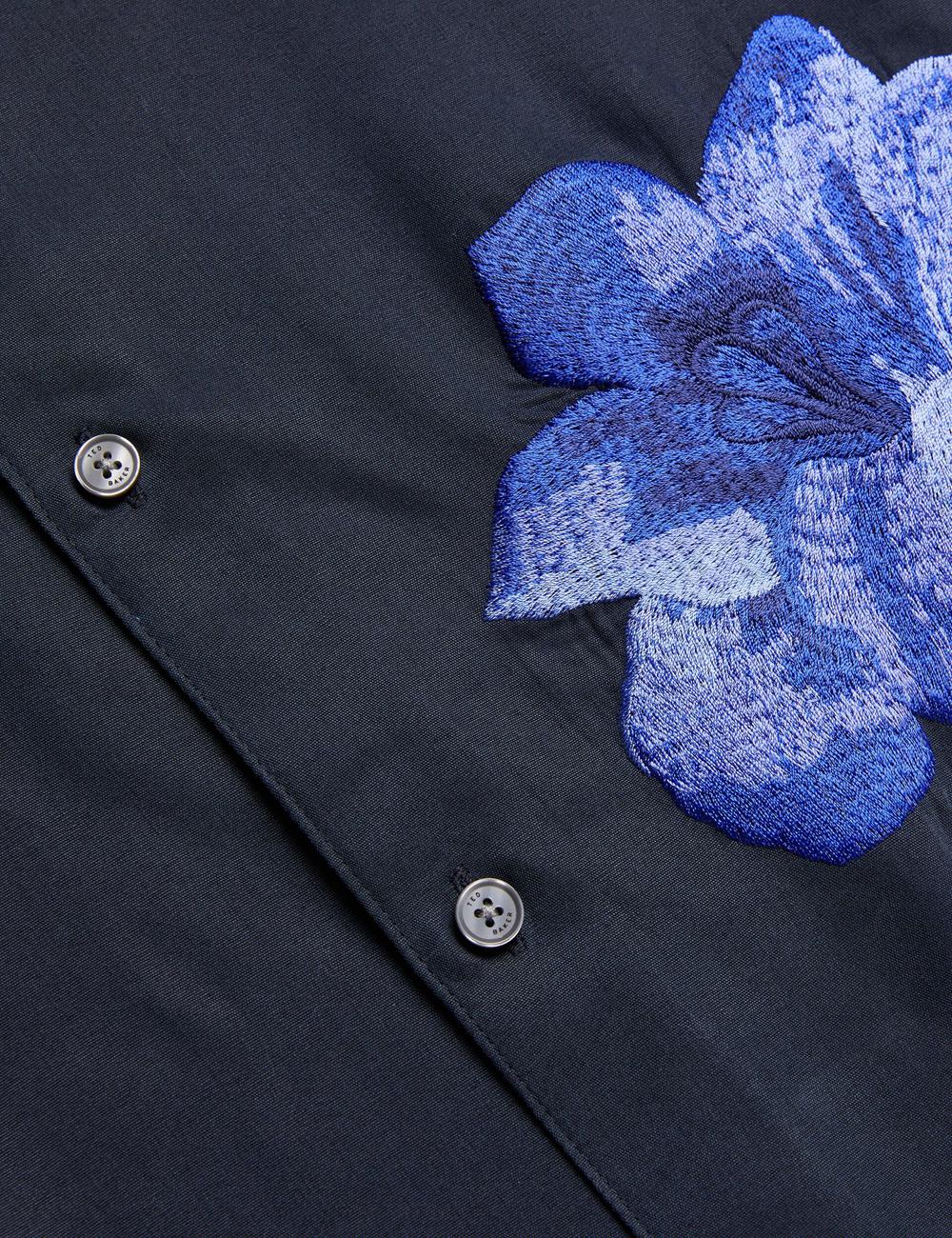 Ted Baker NESSMEN - Embroidered Detail Relaxed Fit Hemd Herren Navy | NWOQP-0478
