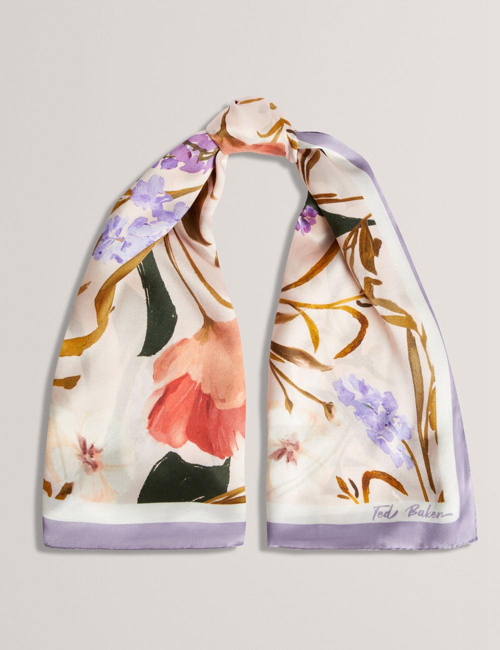 Ted Baker NICLAE - Painted Floral Print Square Silk Schals Damen Rosa | DWHVA-2518