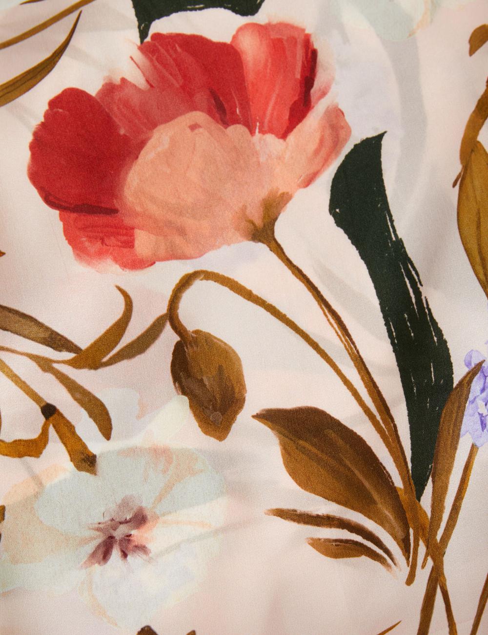 Ted Baker NICLAE - Painted Floral Print Square Silk Schals Damen Rosa | DWHVA-2518