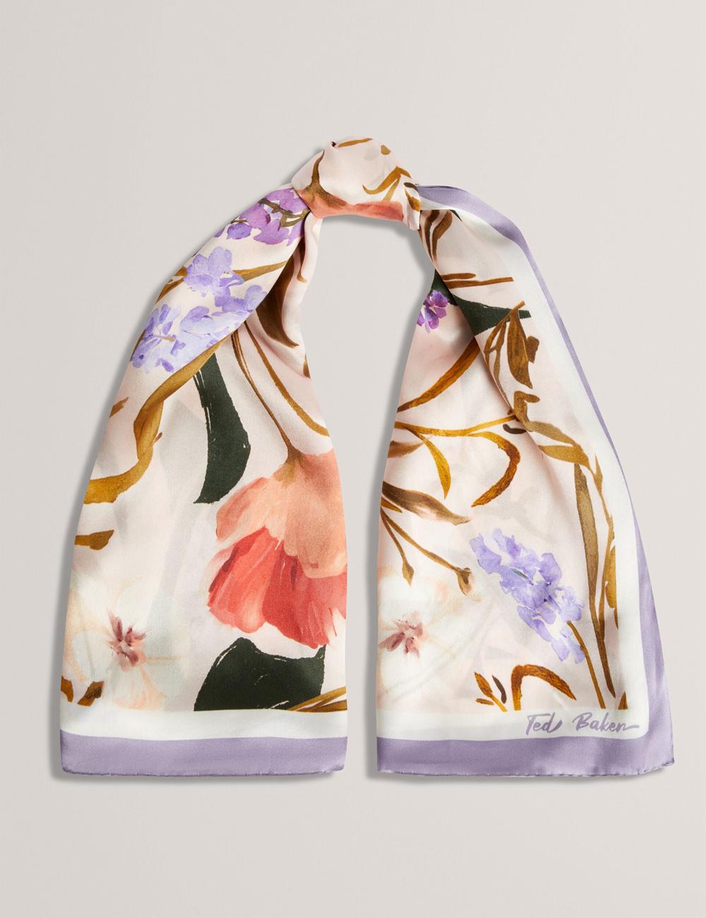 Ted Baker NICLAE - Painted Floral Print Square Silk Schals Damen Rosa | DWHVA-2518
