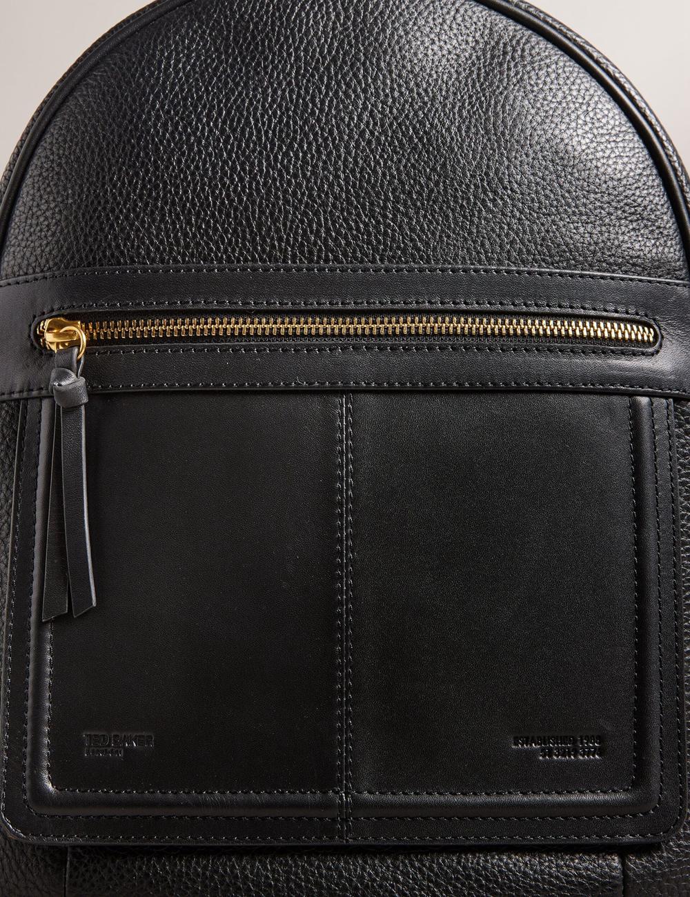 Ted Baker NISHAY - Leather Zip Pocket Laptop Rucksäcke Damen Schwarz | EQATR-0427