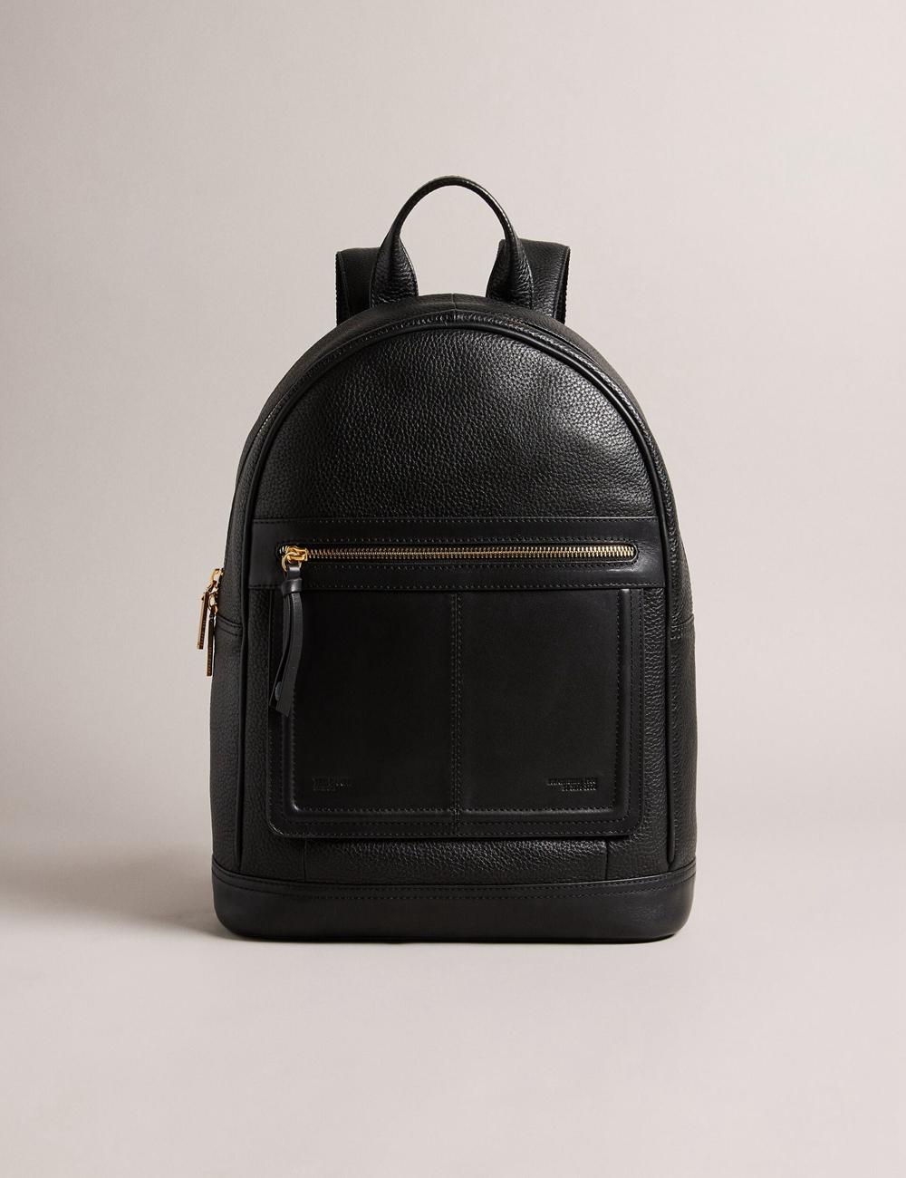 Ted Baker NISHAY - Leather Zip Pocket Laptop Rucksäcke Damen Schwarz | EQATR-0427