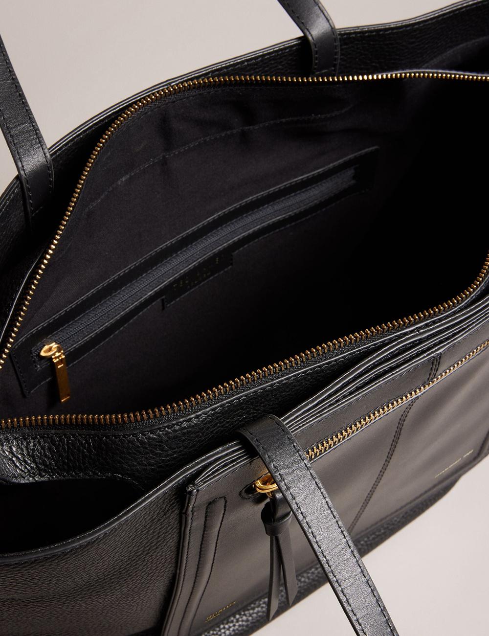 Ted Baker NISH - Wide Leather Shopper With Zip Pocket Shopper Damen Schwarz | IJDAW-0597