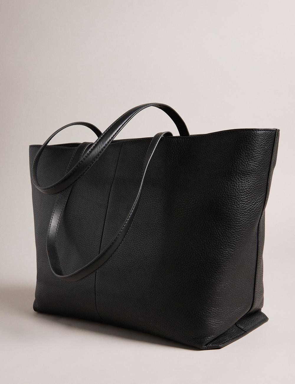 Ted Baker NISH - Wide Leather Shopper With Zip Pocket Shopper Damen Schwarz | IJDAW-0597
