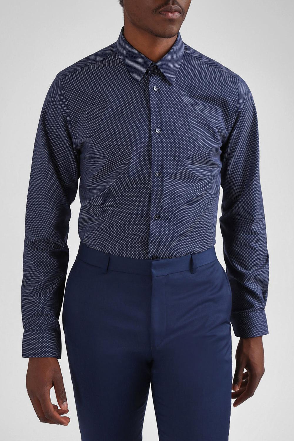 Ted Baker ODAIR - Pin Dot Slim Fit Cotton Hemd Herren Navy | YZSEG-8042