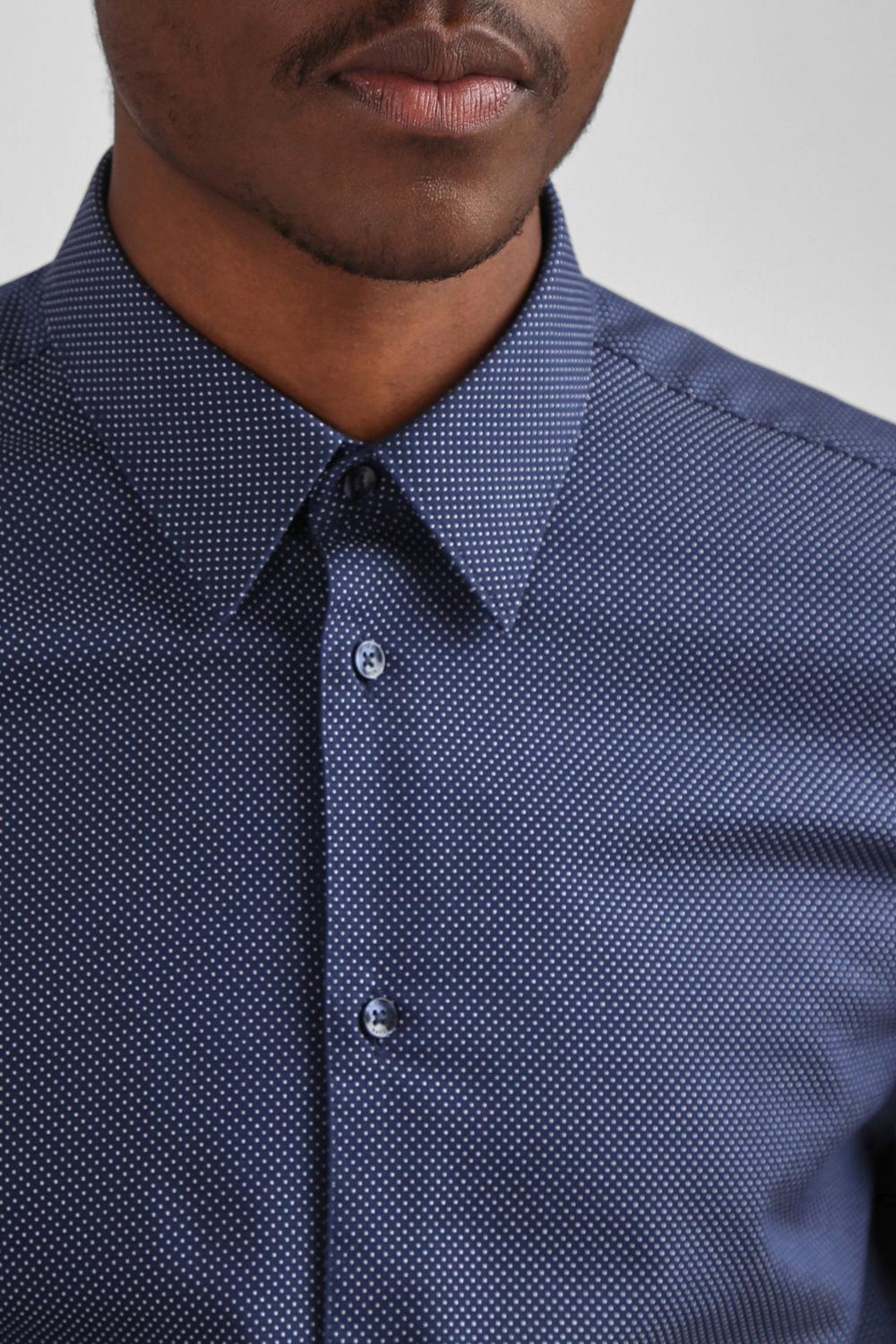 Ted Baker ODAIR - Pin Dot Slim Fit Cotton Hemd Herren Navy | YZSEG-8042