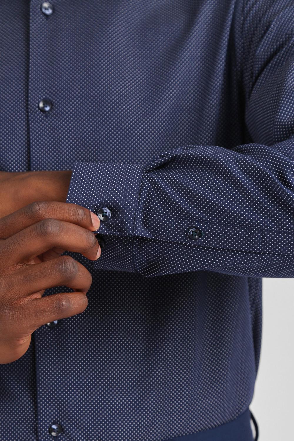 Ted Baker ODAIR - Pin Dot Slim Fit Cotton Hemd Herren Navy | YZSEG-8042