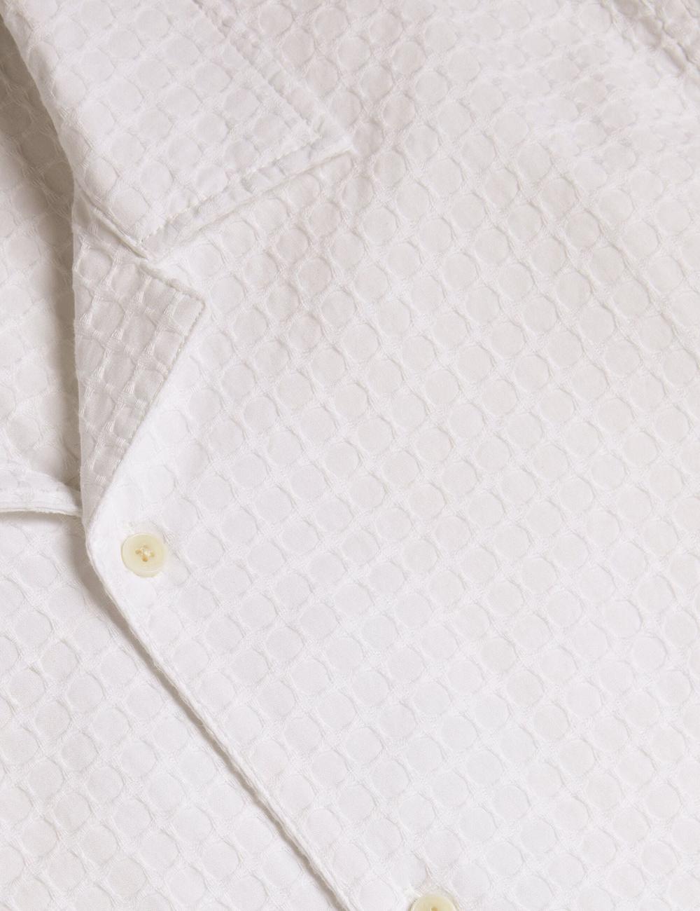 Ted Baker OISE - Textured Grid Cotton Short Sleeve Hemd Herren Weiß | GKSHZ-2803