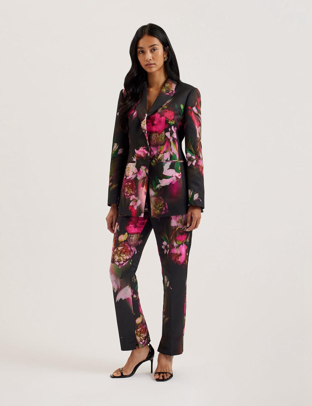 Ted Baker OKUNIT - Tapered Leg Floral Print Tailored Hosen Damen Schwarz | TMQRL-7295