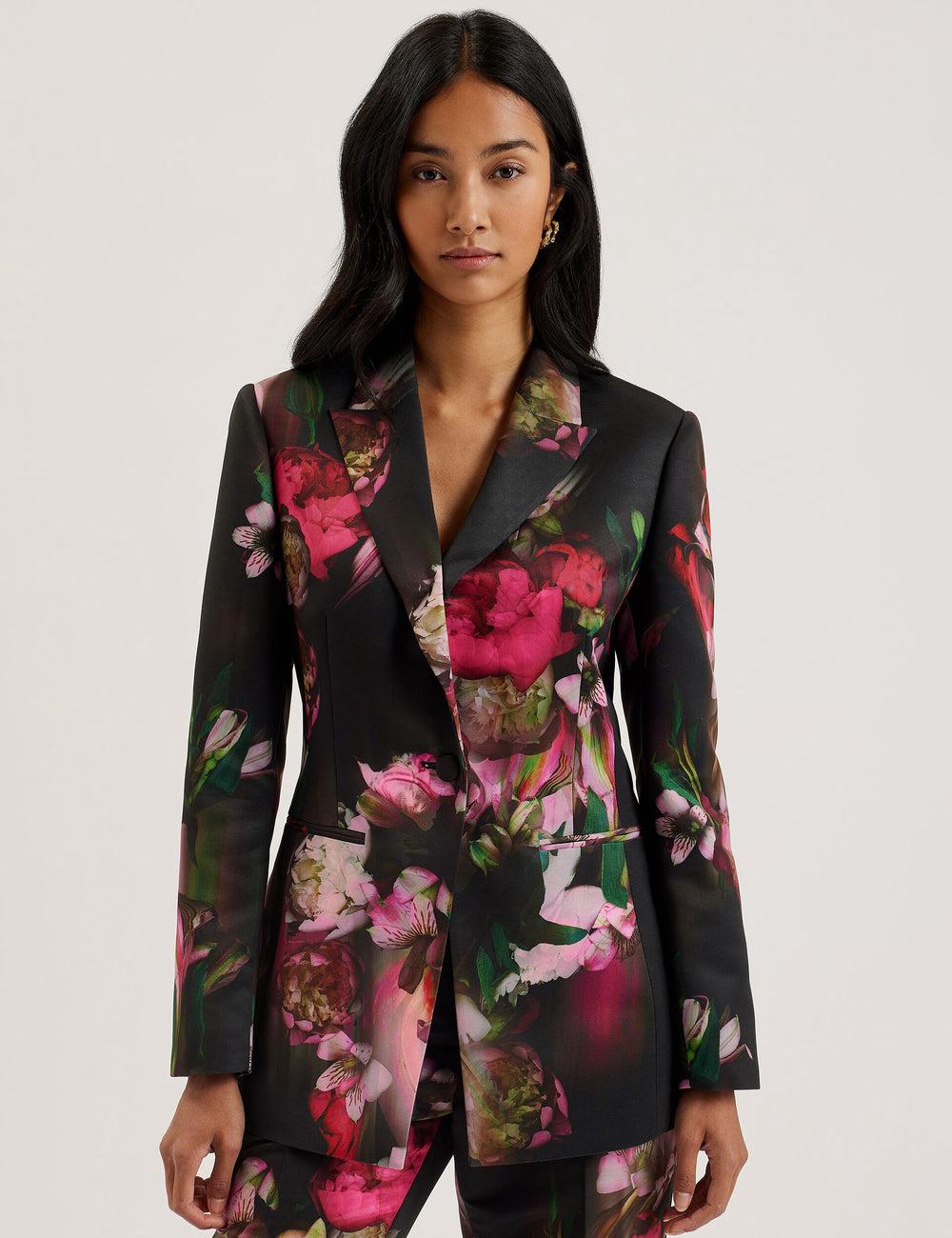 Ted Baker OKUNI - Fitted Floral Print Tailored Blazer Damen Schwarz | DPUKI-3819