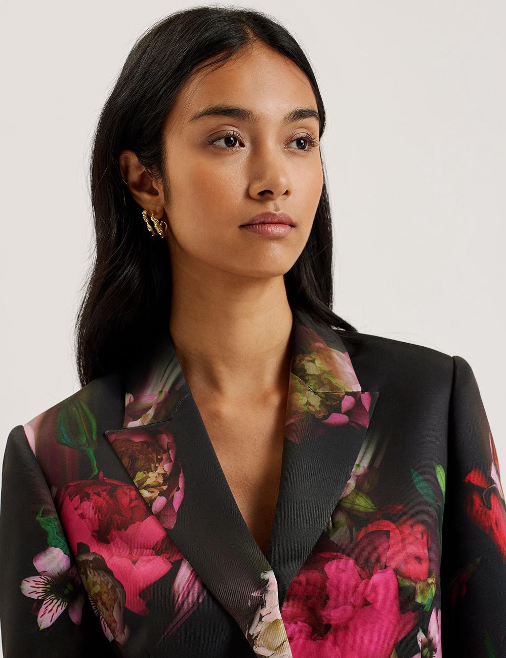 Ted Baker OKUNI - Fitted Floral Print Tailored Blazer Damen Schwarz | DPUKI-3819