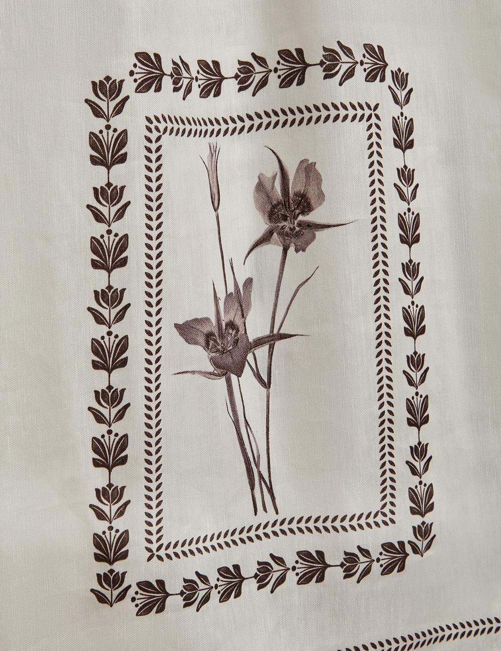 Ted Baker ORNITHA - Panel Print Silk Linen Wide Leg Hosen Damen Ivory | XUVGS-5486