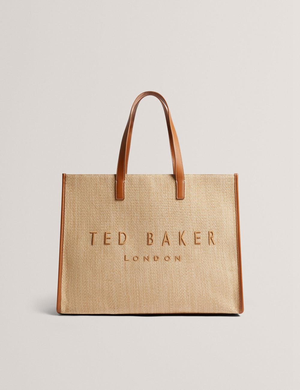Ted Baker PALLMER - Faux Raffia PU Trim Large Tragetaschen Damen Taupe | UETSA-6109