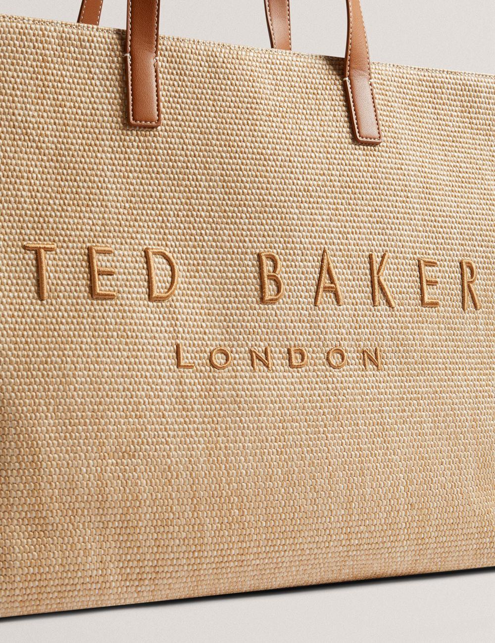 Ted Baker PALLMER - Faux Raffia PU Trim Large Tragetaschen Damen Taupe | UETSA-6109