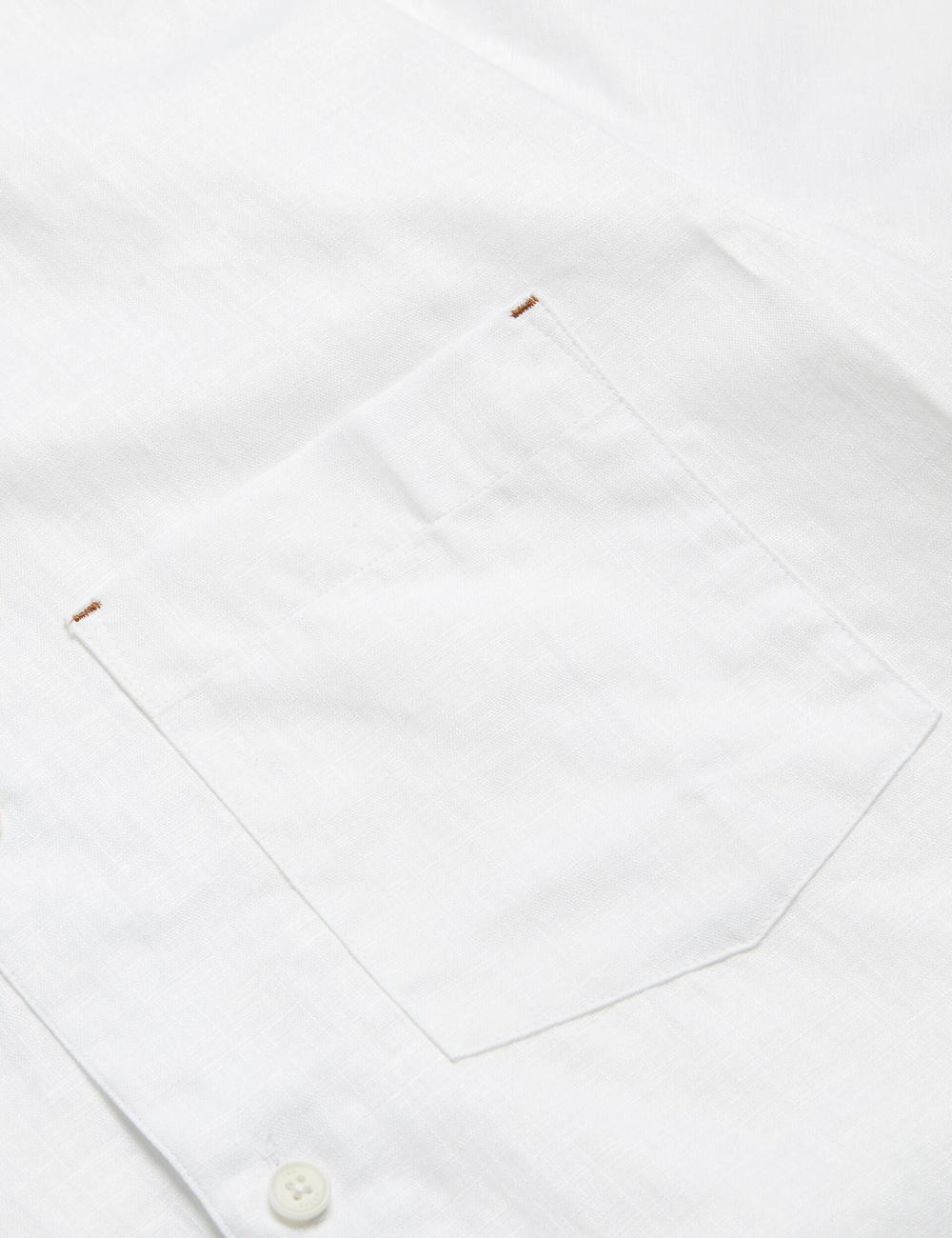 Ted Baker PALOMAS - Short Sleeve Textured Linen Cotton Hemd Herren Weiß | JQTFO-7243