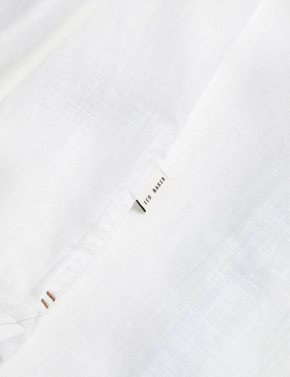 Ted Baker PALOMAS - Short Sleeve Textured Linen Cotton Hemd Herren Weiß | JQTFO-7243