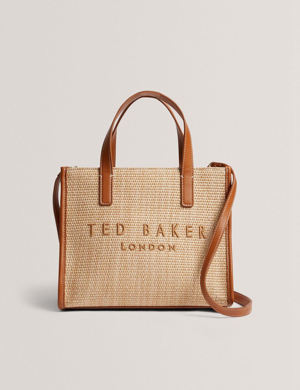 Ted Baker PAOLINA - Faux Raffia PU Trim Small Tragetaschen Damen Camel | ACHEJ-7291