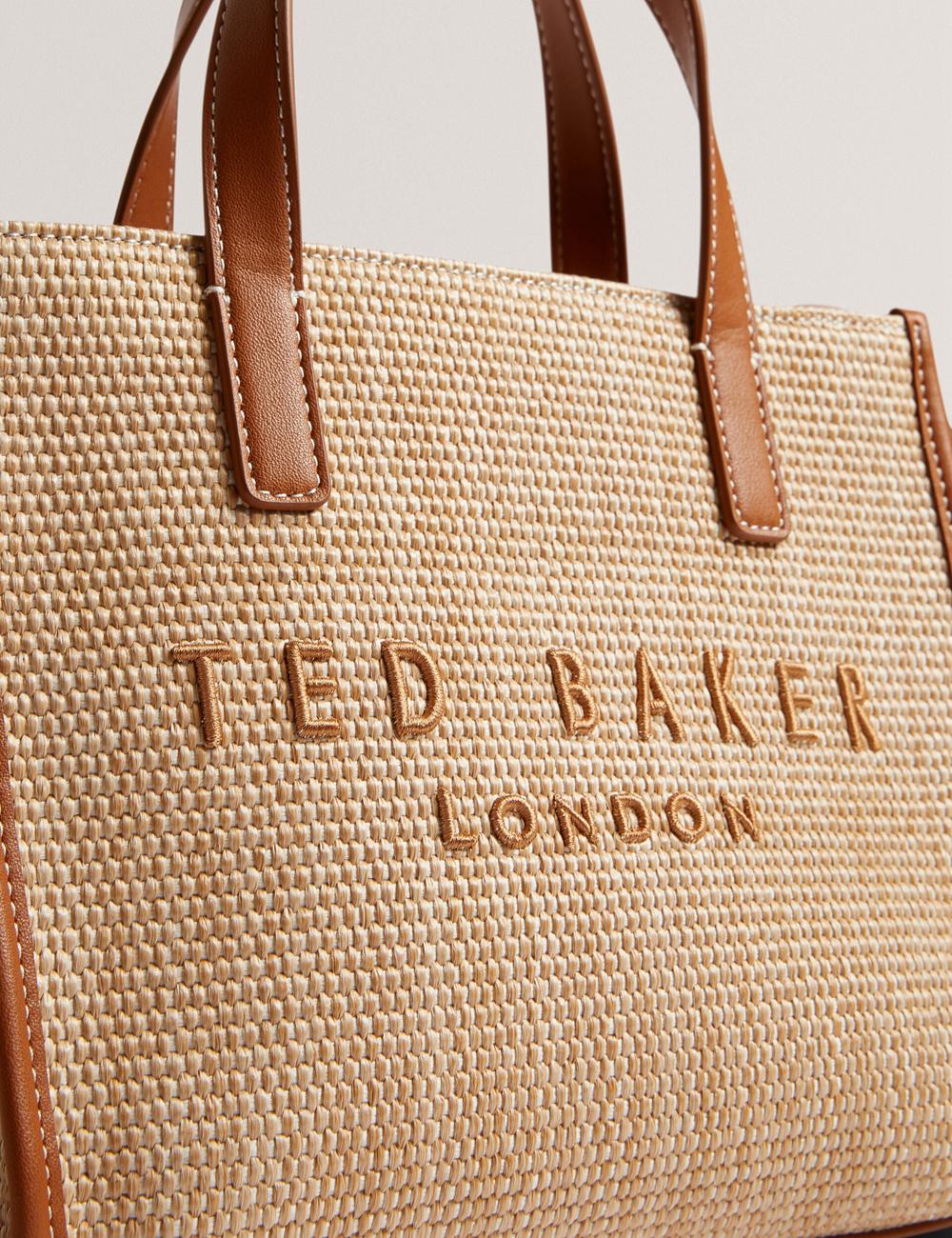 Ted Baker PAOLINA - Faux Raffia PU Trim Small Tragetaschen Damen Camel | ACHEJ-7291