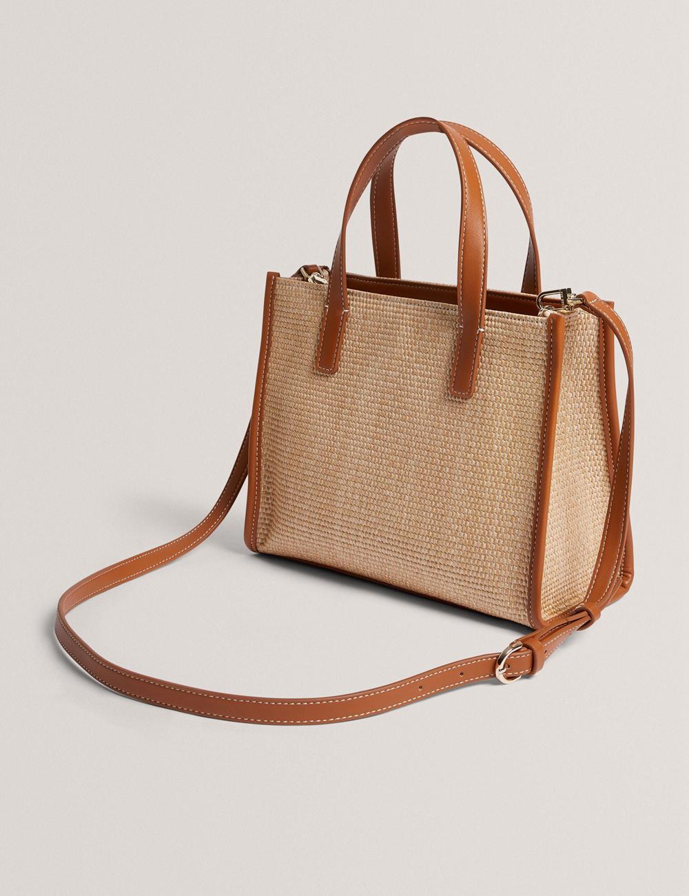 Ted Baker PAOLINA - Faux Raffia PU Trim Small Tragetaschen Damen Camel | ACHEJ-7291