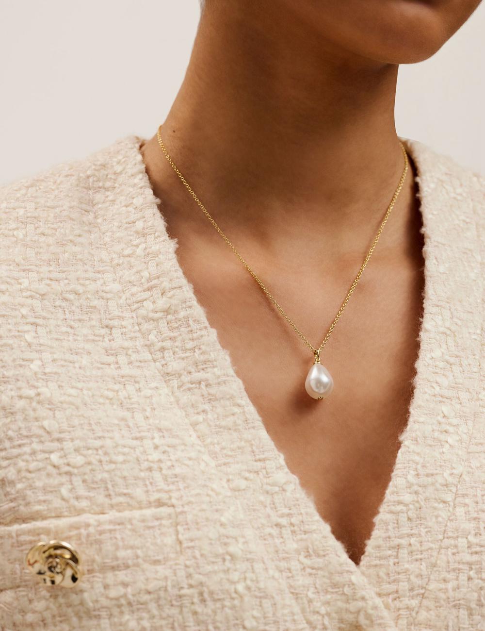 Ted Baker PARMLIA - Pearl Drop Pendant Ketten Damen Gold | TIYDM-4890
