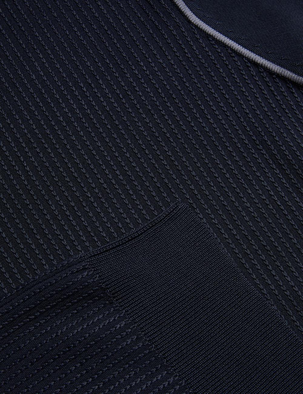 Ted Baker PAXTO - Textured Zip With Striped Collar Polo Shirts Herren Navy | RKAQZ-8729