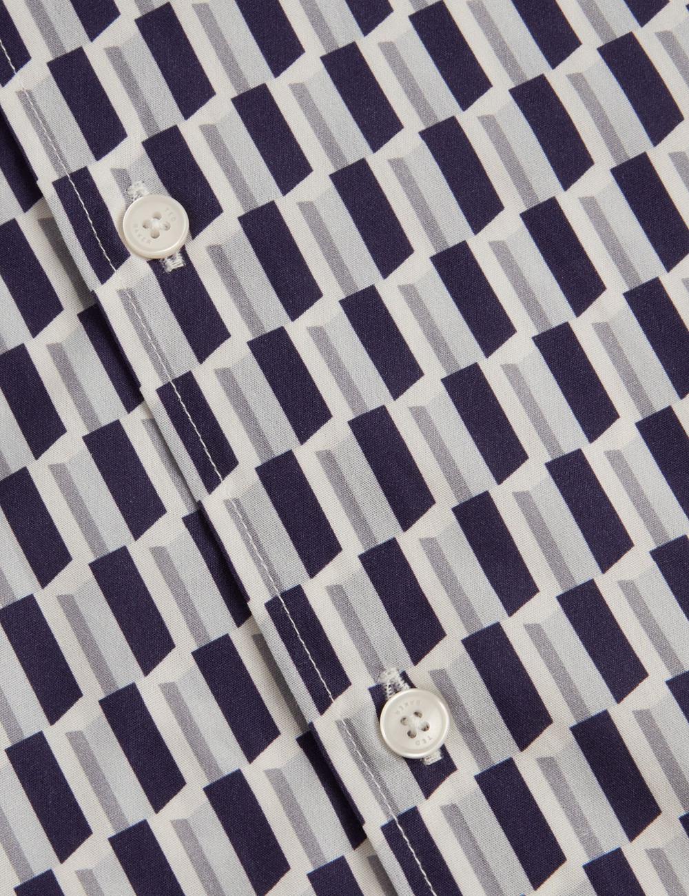 Ted Baker PEARSOS - Geo Print Short Sleeve Cotton Hemd Herren Navy | XEBWV-9230