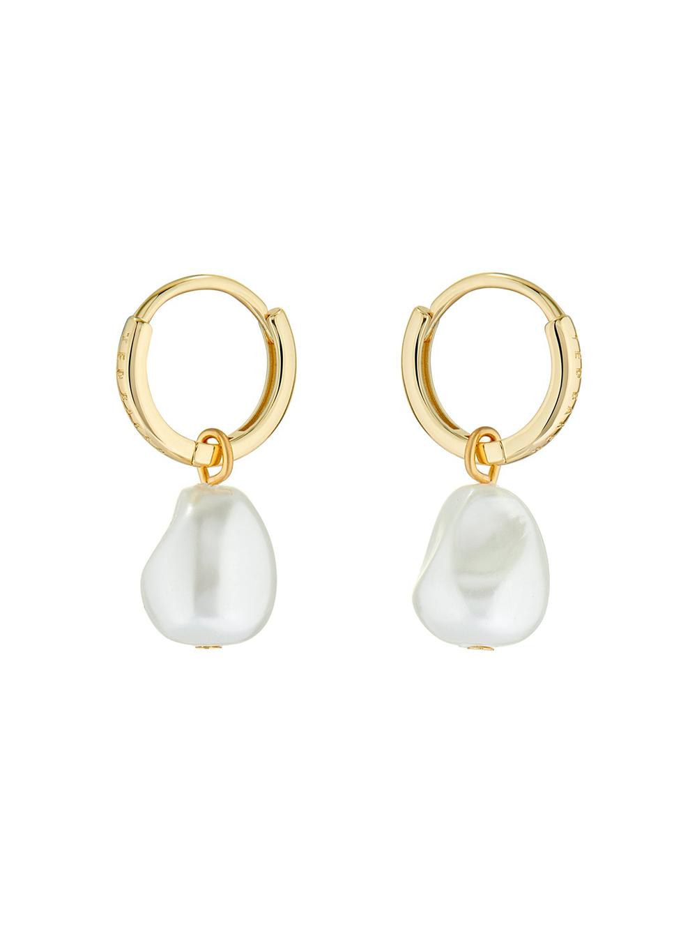 Ted Baker PERIAA - Pearl Drop Pendant Huggie Ohrringe Damen Gold | LIQYX-9652