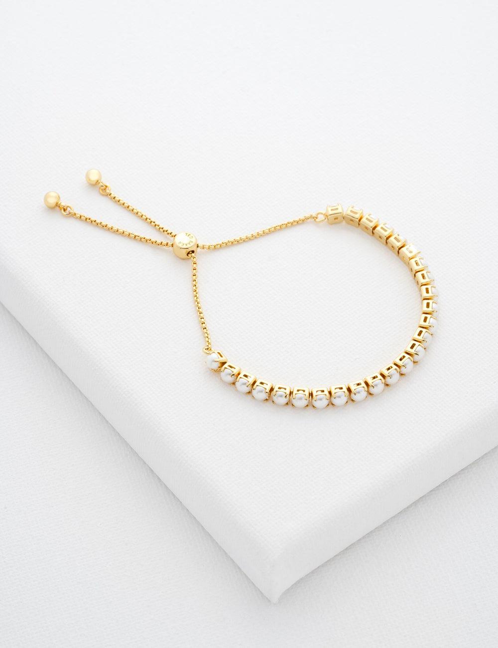 Ted Baker PERRMEL - Pearl Adjustable Tennis Armbänder Damen Gold | SKTXO-0952