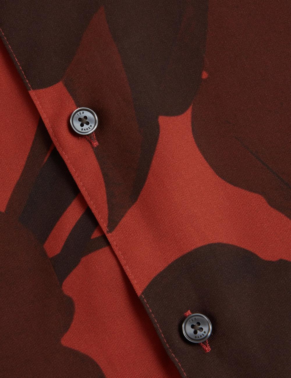 Ted Baker PINEDA - Short Sleeve Relaxed Floral Print Hemd Herren Rot | NZBJQ-5107