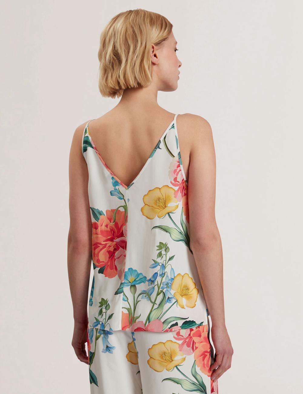 Ted Baker PURRLA - Floral Print Scoop Neck Sleeveless Oberteile Damen Weiß | WVDJA-3715