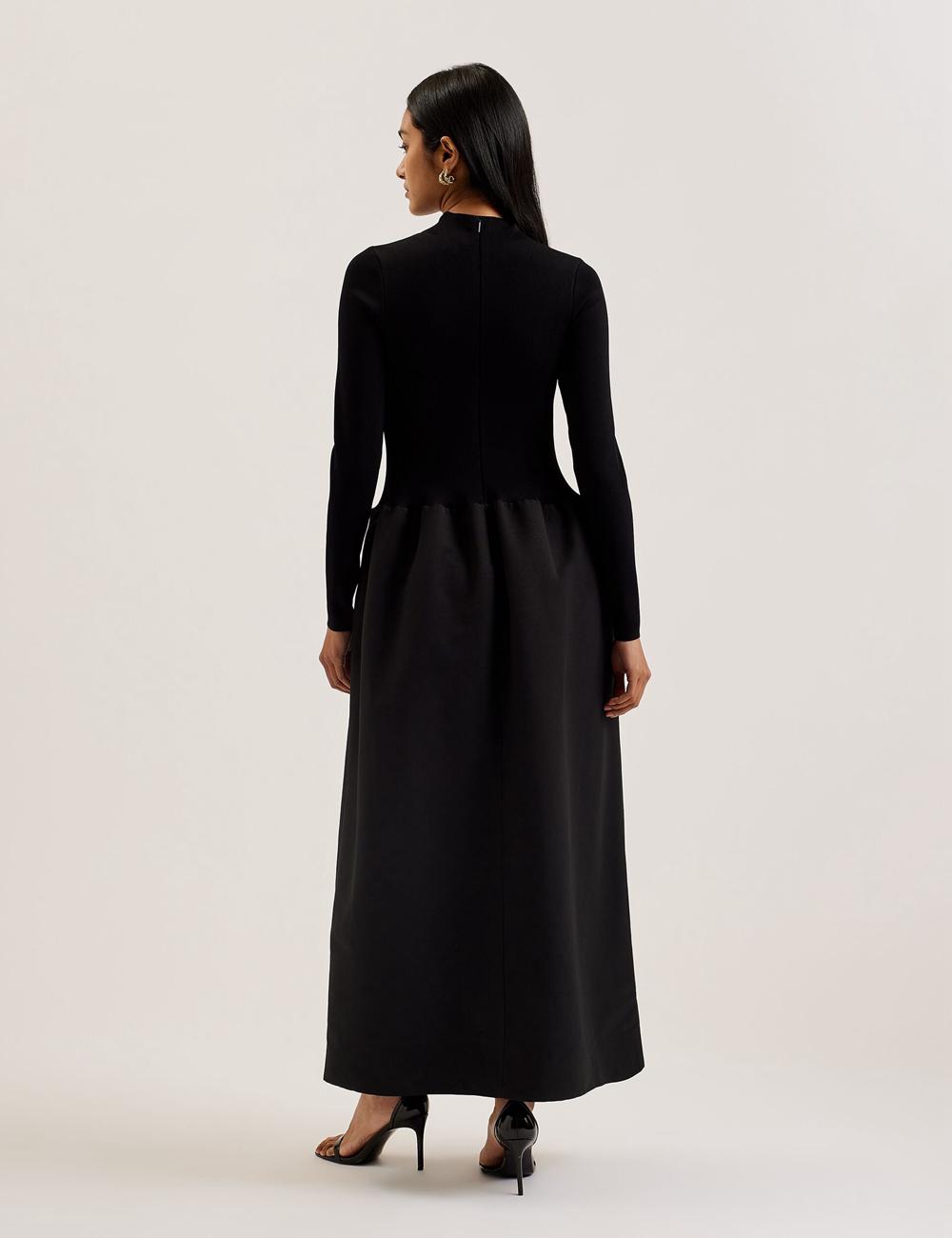 Ted Baker PYLIA - Structured With Knitted Bodice Maxikleid Damen Schwarz | SDLGV-0891