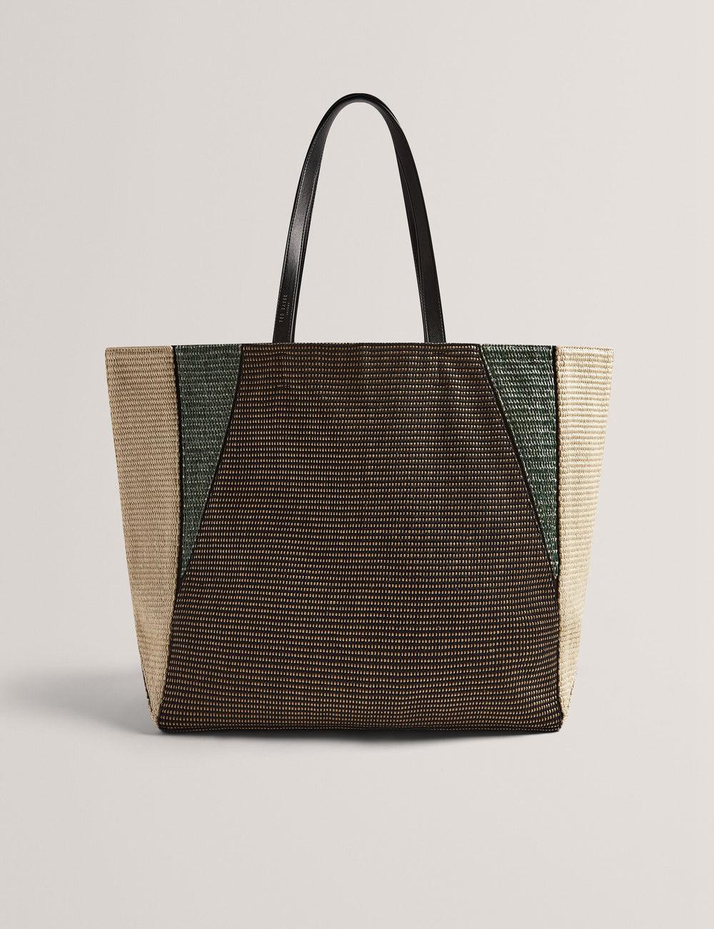 Ted Baker RAFIYA - Woven Colour Block Folding Shopper Shopper Damen Schwarz | IZRHA-9725