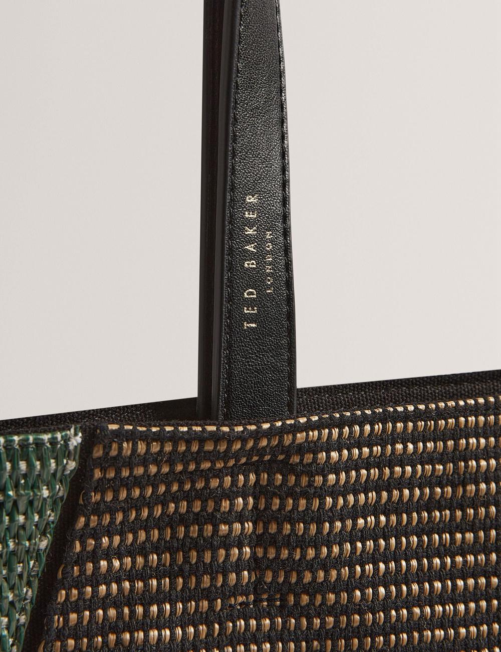 Ted Baker RAFIYA - Woven Colour Block Folding Shopper Shopper Damen Schwarz | IZRHA-9725