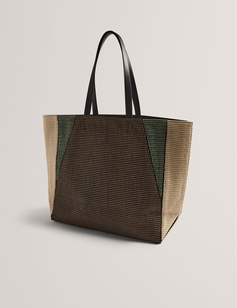Ted Baker RAFIYA - Woven Colour Block Folding Shopper Shopper Damen Schwarz | IZRHA-9725