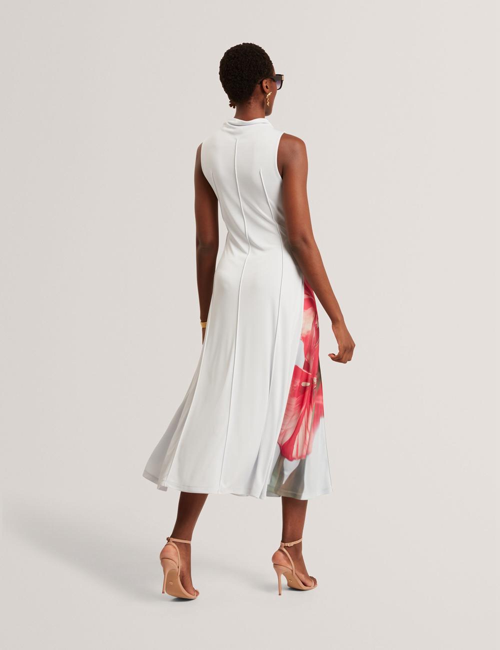 Ted Baker REBEHKA - High Neck Printed Jersey Midi-kleid Damen Blau | AKRGH-2638