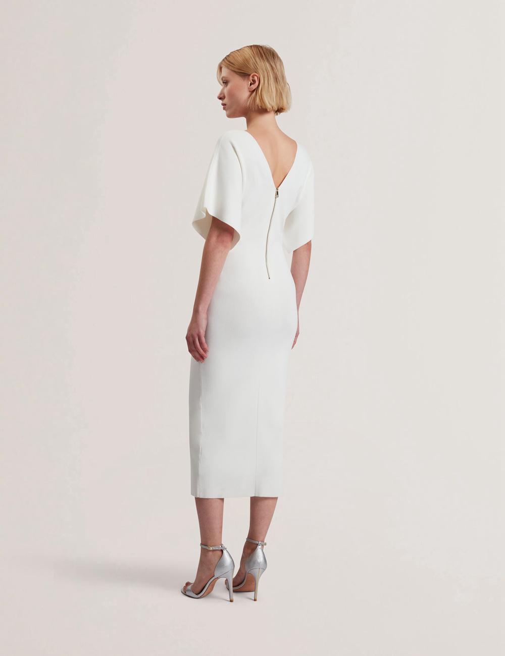 Ted Baker REBEXXA - Wide Sleeve Knitted Bodycon Midi-kleid Damen Ivory | YNUKX-7213