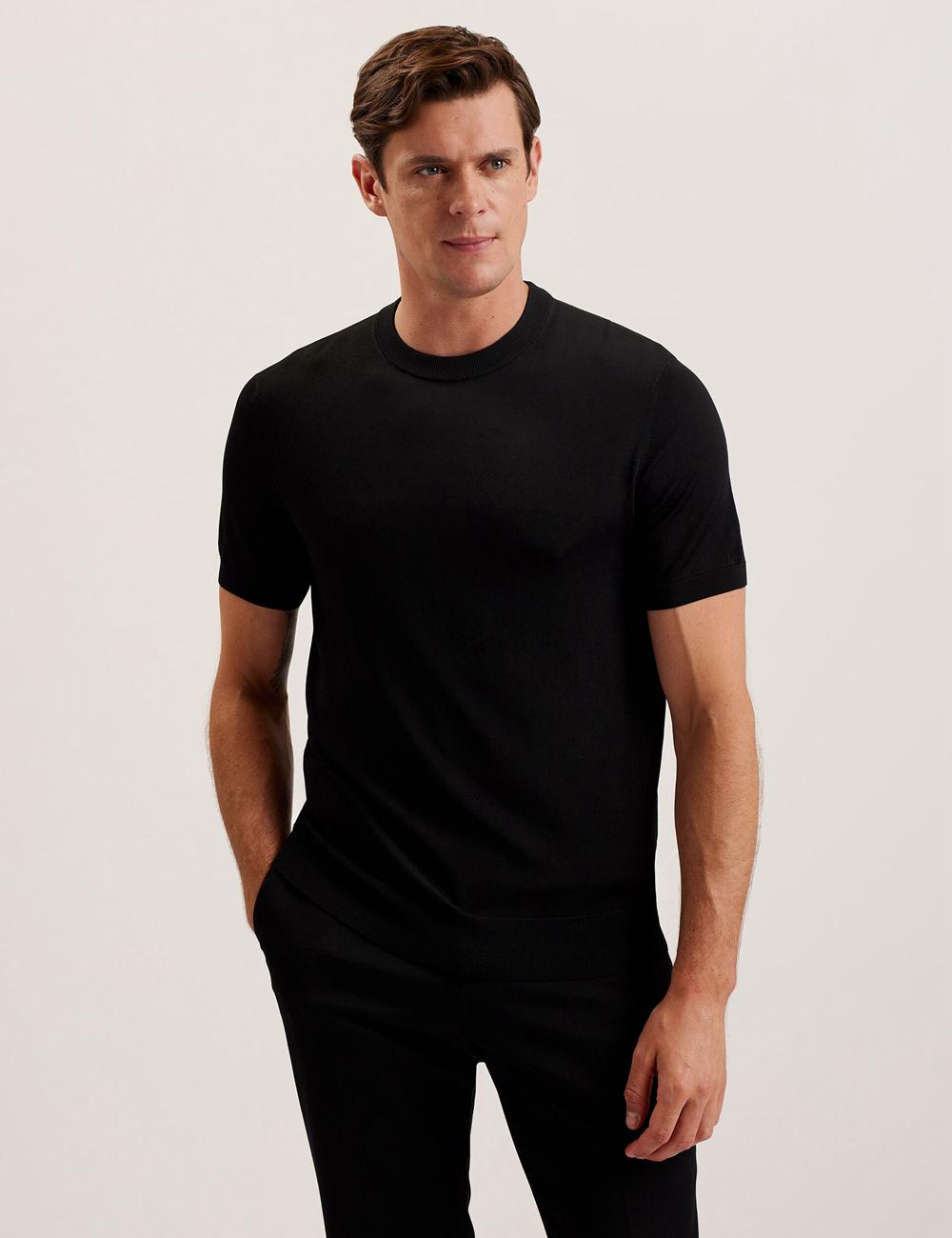 Ted Baker REYON - Rayon Crew Neck Short Sleeve T-shirts Herren Schwarz | FHPLX-8259