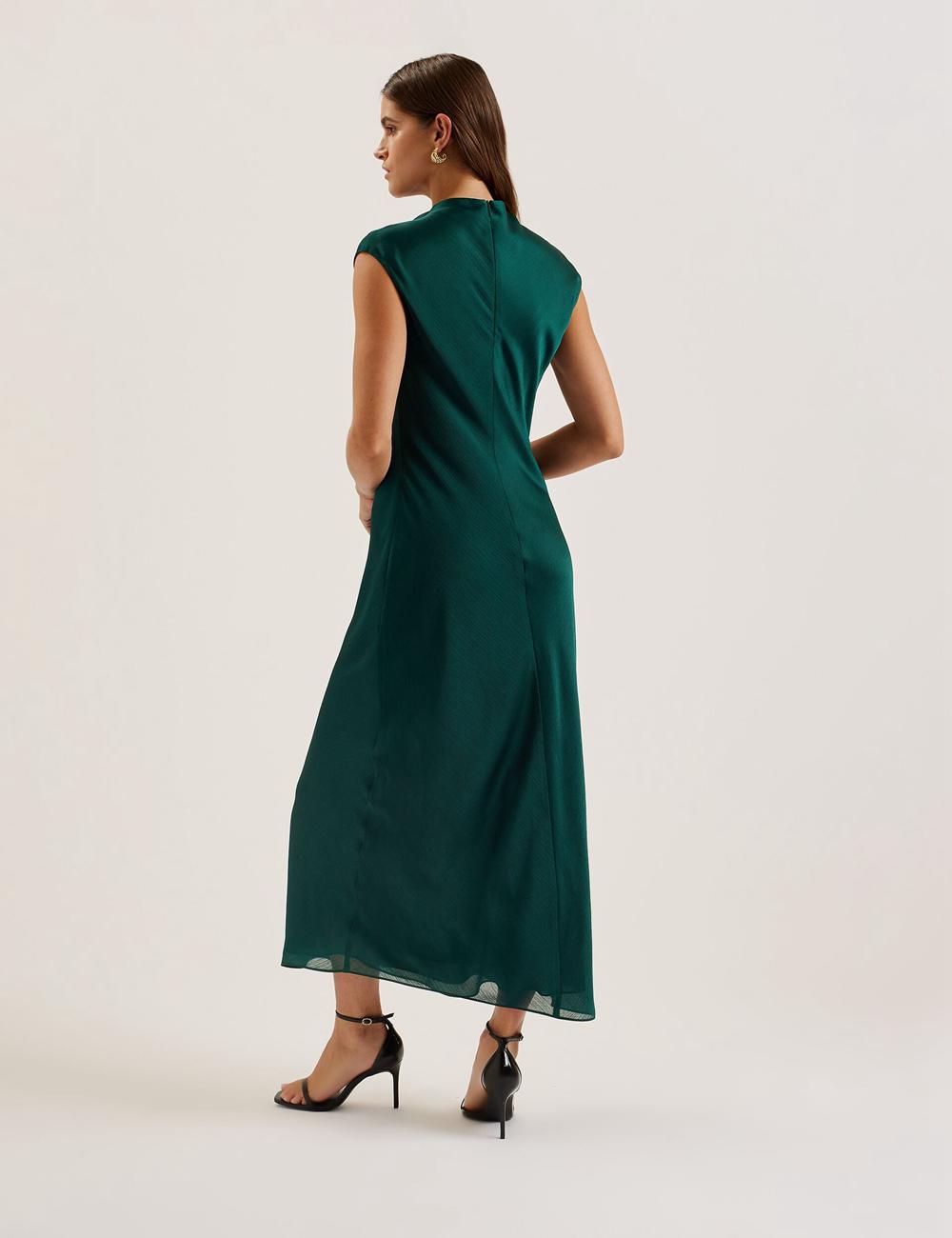 Ted Baker RIMINI - Chiffon Drape Neck Detail Maxikleid Damen Grün | BSIGA-3194
