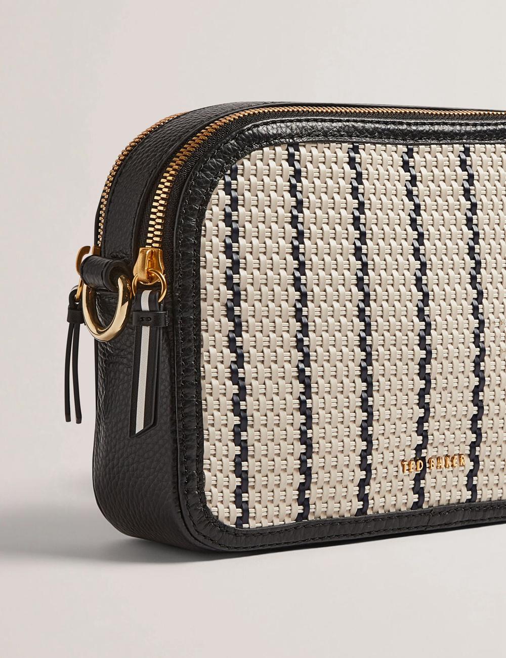 Ted Baker RIVEA - Woven Panel Faux Leather Camera Kameratasche Damen Navy | LYNXE-4139