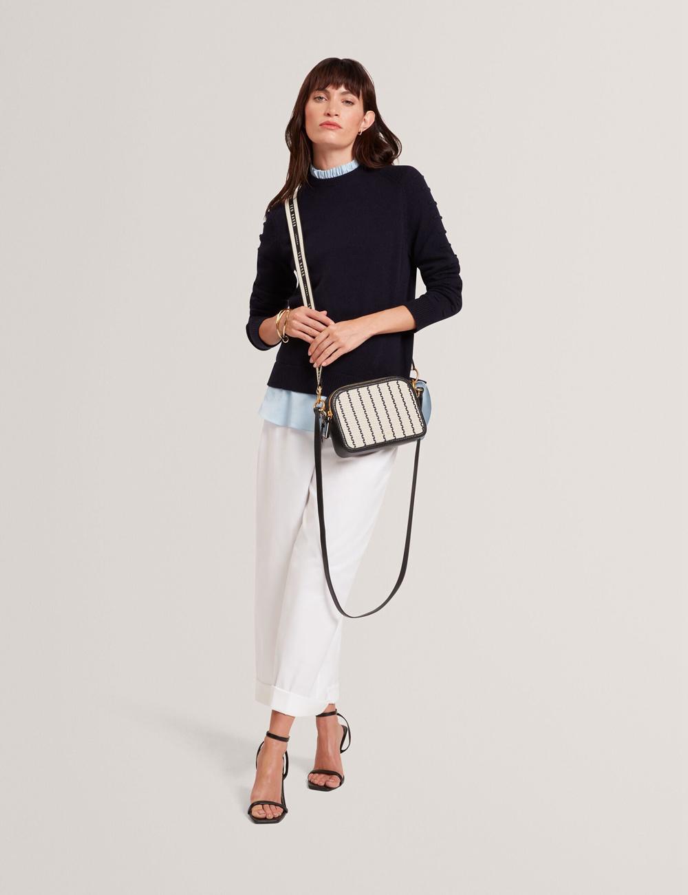 Ted Baker RIVEA - Woven Panel Faux Leather Camera Kameratasche Damen Navy | LYNXE-4139