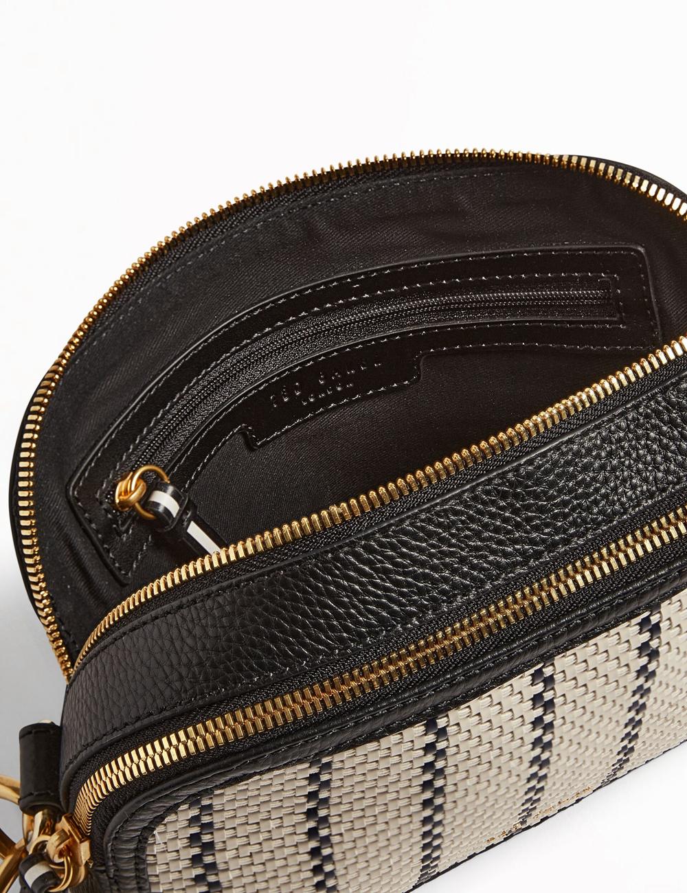 Ted Baker RIVEA - Woven Panel Faux Leather Camera Kameratasche Damen Navy | LYNXE-4139