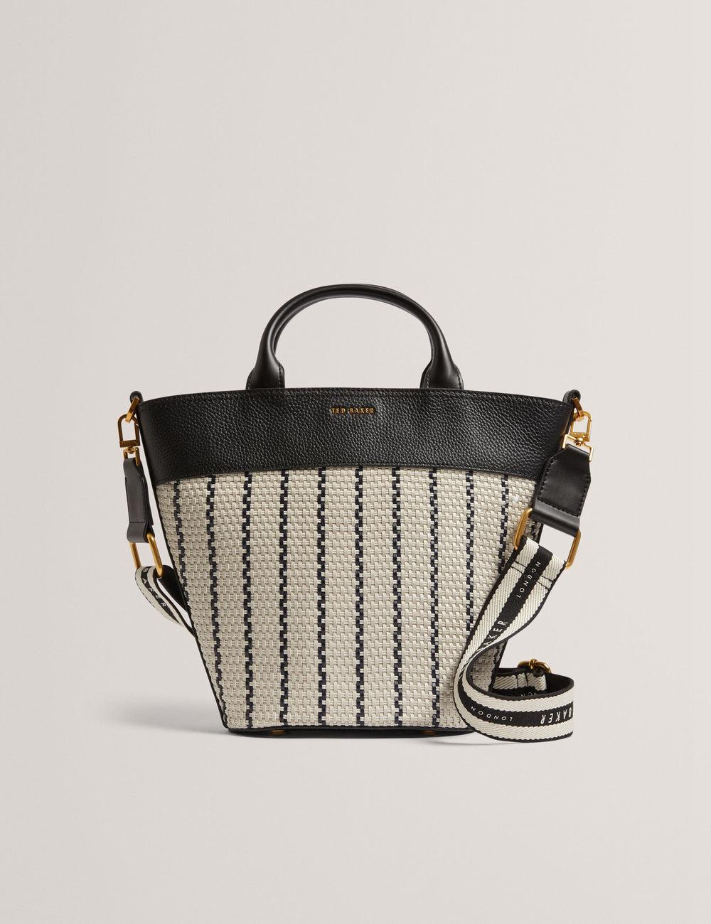 Ted Baker RIVERI - Woven Leather Trim Bucket With Webbing Strap Tragetaschen Damen Navy | LYKIS-1974