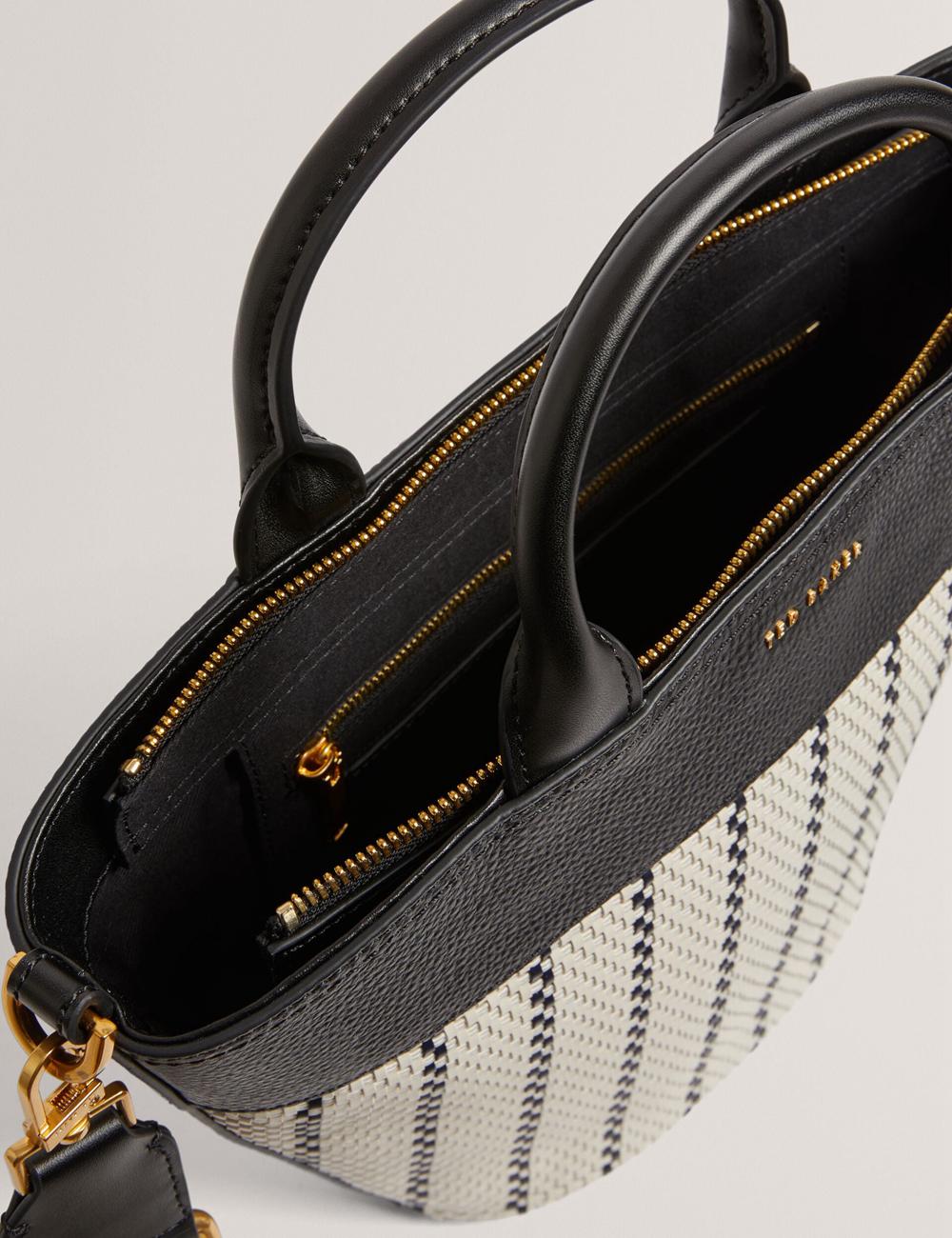 Ted Baker RIVERI - Woven Leather Trim Bucket With Webbing Strap Tragetaschen Damen Navy | LYKIS-1974