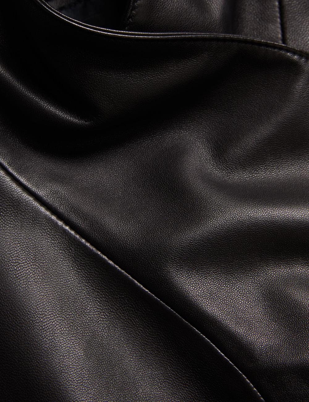 Ted Baker RIYOZE - Wrap Front Cropped Leather Jacken Damen Schwarz | EBRZS-1965