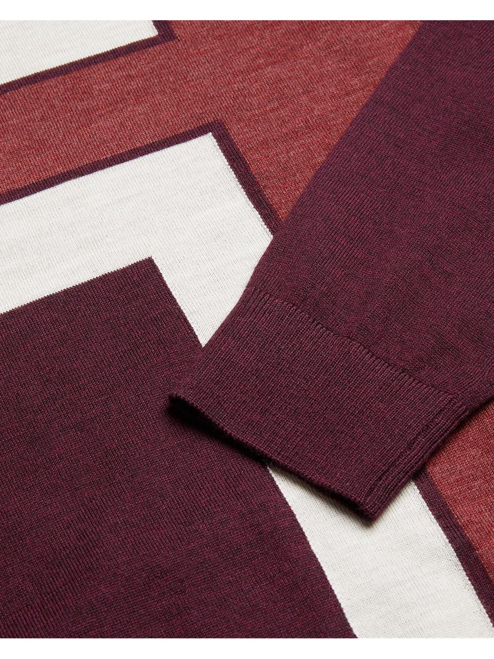 Ted Baker ROIKA - Colour Block Crew Neck Wool Pullover Herren Bordeaux | HDJPK-5031